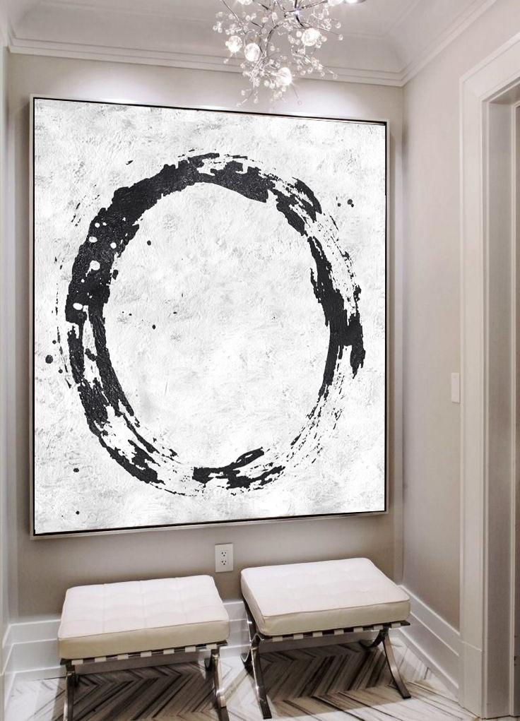 Minimal Black and White Painting #MN19A - Click Image to Close